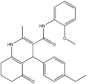 4-(4-ethylphenyl)-2-methyl-N-[2-(methyloxy)phenyl]-5-oxo-1,4,5,6,7,8-hexahydroquinoline-3-carboxamide Struktur