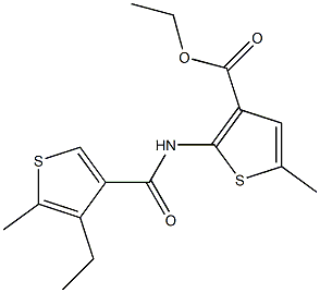 ethyl 2-{[(4-ethyl-5-methyl-3-thienyl)carbonyl]amino}-5-methyl-3-thiophenecarboxylate Struktur