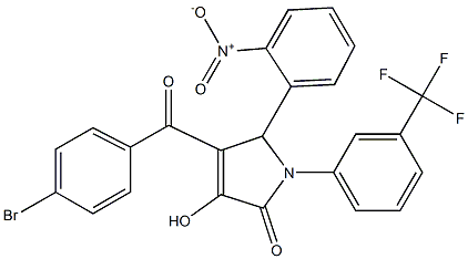 4-[(4-bromophenyl)carbonyl]-3-hydroxy-5-{2-nitrophenyl}-1-[3-(trifluoromethyl)phenyl]-1,5-dihydro-2H-pyrrol-2-one Struktur