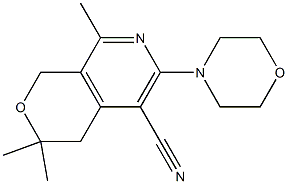 3,3,8-trimethyl-6-morpholin-4-yl-3,4-dihydro-1H-pyrano[3,4-c]pyridine-5-carbonitrile Struktur