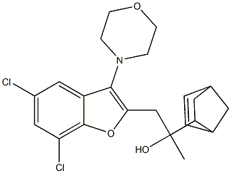 2-bicyclo[2.2.1]hept-5-en-2-yl-1-[5,7-dichloro-3-(4-morpholinyl)-1-benzofuran-2-yl]-2-propanol Struktur