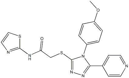 2-{[4-(4-methoxyphenyl)-5-(4-pyridinyl)-4H-1,2,4-triazol-3-yl]sulfanyl}-N-(1,3-thiazol-2-yl)acetamide Struktur