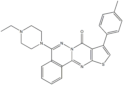 5-(4-ethyl-1-piperazinyl)-9-(4-methylphenyl)-8H-thieno[2',3':4,5]pyrimido[2,1-a]phthalazin-8-one Struktur