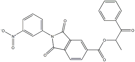 1-methyl-2-oxo-2-phenylethyl 2-{3-nitrophenyl}-1,3-dioxo-5-isoindolinecarboxylate Struktur