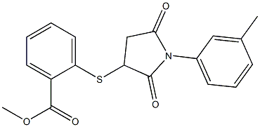 methyl2-{[1-(3-methylphenyl)-2,5-dioxo-3-pyrrolidinyl]thio}benzoate Struktur