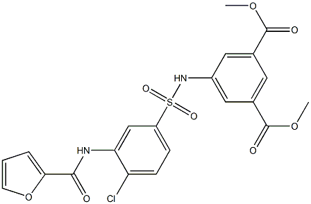 dimethyl 5-({[4-chloro-3-(2-furoylamino)phenyl]sulfonyl}amino)isophthalate Struktur