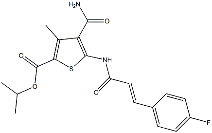 isopropyl 4-(aminocarbonyl)-5-{[3-(4-fluorophenyl)acryloyl]amino}-3-methyl-2-thiophenecarboxylate Struktur