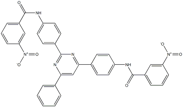 3-nitro-N-(4-{4-[4-({3-nitrobenzoyl}amino)phenyl]-6-phenyl-2-pyrimidinyl}phenyl)benzamide Struktur