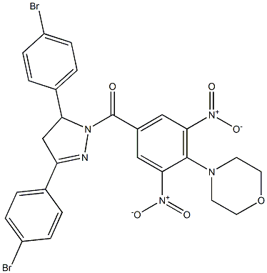 4-{4-{[3,5-bis(4-bromophenyl)-4,5-dihydro-1H-pyrazol-1-yl]carbonyl}-2,6-bisnitrophenyl}morpholine Struktur