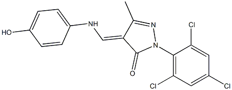 4-[(4-hydroxyanilino)methylene]-5-methyl-2-(2,4,6-trichlorophenyl)-2,4-dihydro-3H-pyrazol-3-one Struktur