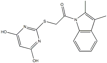 2-{[2-(2,3-dimethyl-1H-indol-1-yl)-2-oxoethyl]sulfanyl}-4,6-pyrimidinediol Struktur