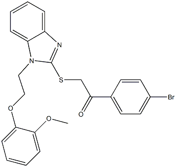 1-(4-bromophenyl)-2-({1-[2-(2-methoxyphenoxy)ethyl]-1H-benzimidazol-2-yl}sulfanyl)ethanone Struktur