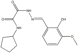 N-cyclopentyl-2-[2-(2-hydroxy-3-methoxybenzylidene)hydrazino]-2-oxoacetamide Struktur