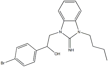 1-(4-bromophenyl)-2-(3-butyl-2-imino-2,3-dihydro-1H-benzimidazol-1-yl)ethanol Struktur