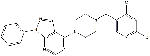 4-[4-(2,4-dichlorobenzyl)-1-piperazinyl]-1-phenyl-1H-pyrazolo[3,4-d]pyrimidine Struktur