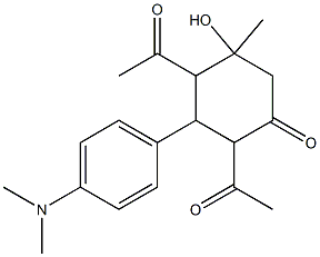 2,4-diacetyl-3-[4-(dimethylamino)phenyl]-5-hydroxy-5-methylcyclohexanone Struktur