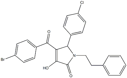 4-(4-bromobenzoyl)-5-(4-chlorophenyl)-3-hydroxy-1-(2-phenylethyl)-1,5-dihydro-2H-pyrrol-2-one Struktur