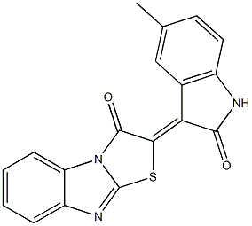 2-(5-methyl-2-oxo-1,2-dihydro-3H-indol-3-ylidene)[1,3]thiazolo[3,2-a]benzimidazol-3(2H)-one Struktur