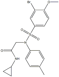 2-{[(3-bromo-4-methoxyphenyl)sulfonyl]-4-methylanilino}-N-cyclopropylacetamide Struktur