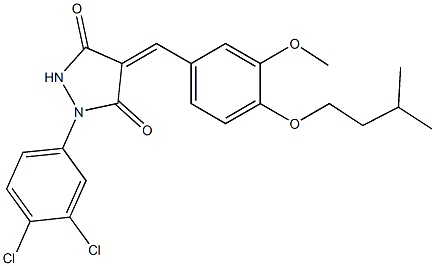 1-(3,4-dichlorophenyl)-4-[4-(isopentyloxy)-3-methoxybenzylidene]-3,5-pyrazolidinedione Struktur