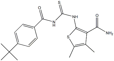 2-({[(4-tert-butylbenzoyl)amino]carbothioyl}amino)-4,5-dimethylthiophene-3-carboxamide Struktur