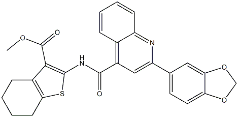 methyl 2-({[2-(1,3-benzodioxol-5-yl)-4-quinolinyl]carbonyl}amino)-4,5,6,7-tetrahydro-1-benzothiophene-3-carboxylate Struktur