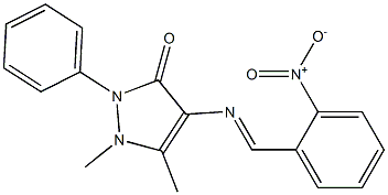 4-({2-nitrobenzylidene}amino)-1,5-dimethyl-2-phenyl-1,2-dihydro-3H-pyrazol-3-one Struktur