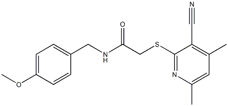 2-[(3-cyano-4,6-dimethyl-2-pyridinyl)sulfanyl]-N-(4-methoxybenzyl)acetamide Struktur