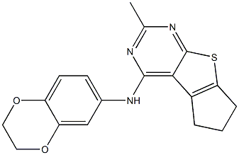 N-(2,3-dihydro-1,4-benzodioxin-6-yl)-N-(2-methyl-6,7-dihydro-5H-cyclopenta[4,5]thieno[2,3-d]pyrimidin-4-yl)amine Struktur