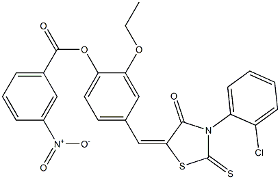 4-{[3-(2-chlorophenyl)-4-oxo-2-thioxo-1,3-thiazolidin-5-ylidene]methyl}-2-ethoxyphenyl 3-nitrobenzoate Struktur