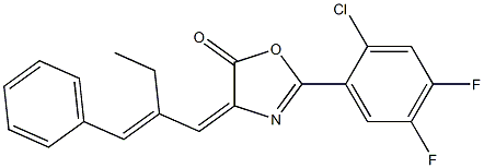 2-(2-chloro-4,5-difluorophenyl)-4-(2-ethyl-3-phenyl-2-propenylidene)-1,3-oxazol-5(4H)-one Struktur