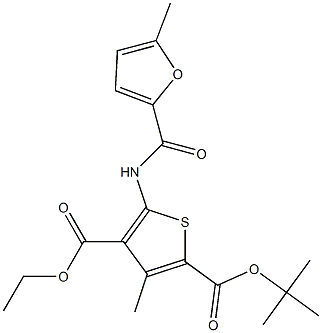 2-tert-butyl 4-ethyl 3-methyl-5-[(5-methyl-2-furoyl)amino]-2,4-thiophenedicarboxylate Struktur