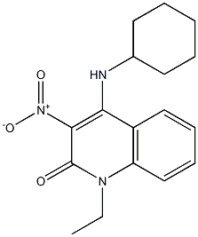 4-(cyclohexylamino)-1-ethyl-3-nitro-2(1H)-quinolinone Struktur