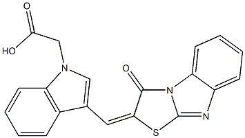 {3-[(3-oxo[1,3]thiazolo[3,2-a]benzimidazol-2(3H)-ylidene)methyl]-1H-indol-1-yl}acetic acid Struktur