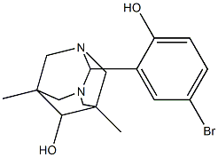 2-(5-bromo-2-hydroxyphenyl)-5,7-dimethyl-1,3-diazatricyclo[3.3.1.1~3,7~]decan-6-ol Struktur