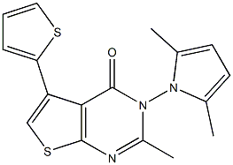 3-(2,5-dimethyl-1H-pyrrol-1-yl)-2-methyl-5-(2-thienyl)thieno[2,3-d]pyrimidin-4(3H)-one Struktur