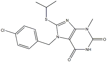 7-(4-chlorobenzyl)-8-(isopropylsulfanyl)-3-methyl-3,7-dihydro-1H-purine-2,6-dione Struktur