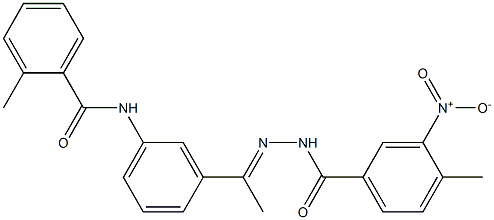 N-[3-(N-{3-nitro-4-methylbenzoyl}ethanehydrazonoyl)phenyl]-2-methylbenzamide Struktur