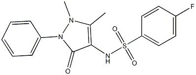 N-(1,5-dimethyl-3-oxo-2-phenyl-2,3-dihydro-1H-pyrazol-4-yl)-4-fluorobenzenesulfonamide Struktur