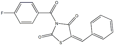 5-benzylidene-3-(4-fluorobenzoyl)-1,3-thiazolidine-2,4-dione Struktur