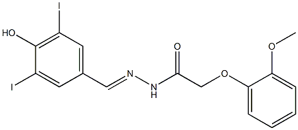 N'-(4-hydroxy-3,5-diiodobenzylidene)-2-(2-methoxyphenoxy)acetohydrazide Struktur