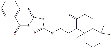 2-{[2-(5,5,8a-trimethyl-2-methylenedecahydro-1-naphthalenyl)ethyl]sulfanyl}-5H-[1,3,4]thiadiazolo[2,3-b]quinazolin-5-one Struktur