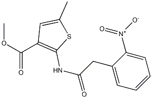 methyl 2-[({2-nitrophenyl}acetyl)amino]-5-methyl-3-thiophenecarboxylate Struktur