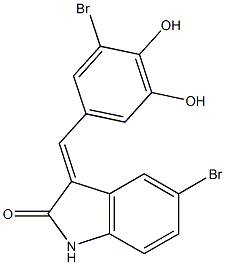 5-bromo-3-(3-bromo-4,5-dihydroxybenzylidene)-1,3-dihydro-2H-indol-2-one Struktur