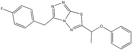 1-[3-(4-fluorobenzyl)[1,2,4]triazolo[3,4-b][1,3,4]thiadiazol-6-yl]ethyl phenyl ether Struktur