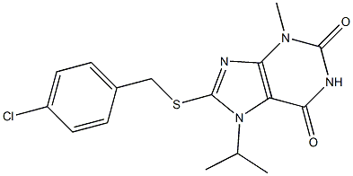 8-[(4-chlorobenzyl)sulfanyl]-7-isopropyl-3-methyl-3,7-dihydro-1H-purine-2,6-dione Struktur