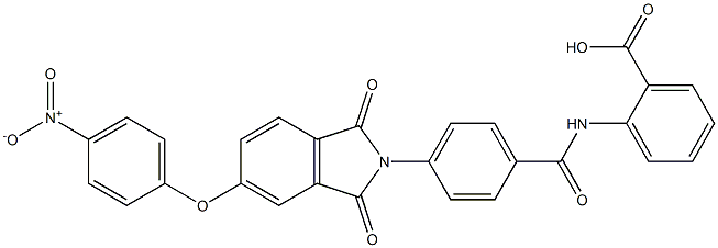 2-{[4-(5-{4-nitrophenoxy}-1,3-dioxo-1,3-dihydro-2H-isoindol-2-yl)benzoyl]amino}benzoic acid Struktur