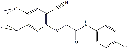 N-(4-chlorophenyl)-2-[(4-cyano-1,6-diazatricyclo[6.2.2.0~2,7~]dodeca-2,4,6-trien-5-yl)sulfanyl]acetamide Struktur