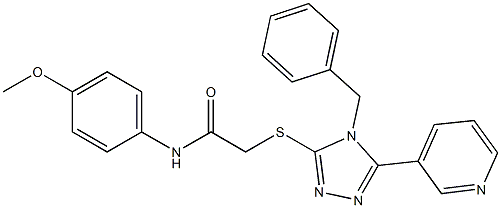 N-[4-(methyloxy)phenyl]-2-{[4-(phenylmethyl)-5-pyridin-3-yl-4H-1,2,4-triazol-3-yl]sulfanyl}acetamide Struktur