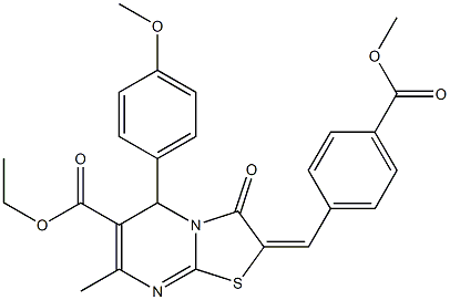 ethyl 2-[4-(methoxycarbonyl)benzylidene]-5-(4-methoxyphenyl)-7-methyl-3-oxo-2,3-dihydro-5H-[1,3]thiazolo[3,2-a]pyrimidine-6-carboxylate Struktur